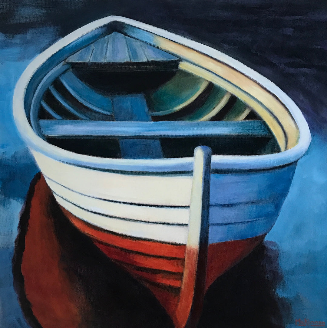 White Clinker Dinghy - Original Painting - SOLD
