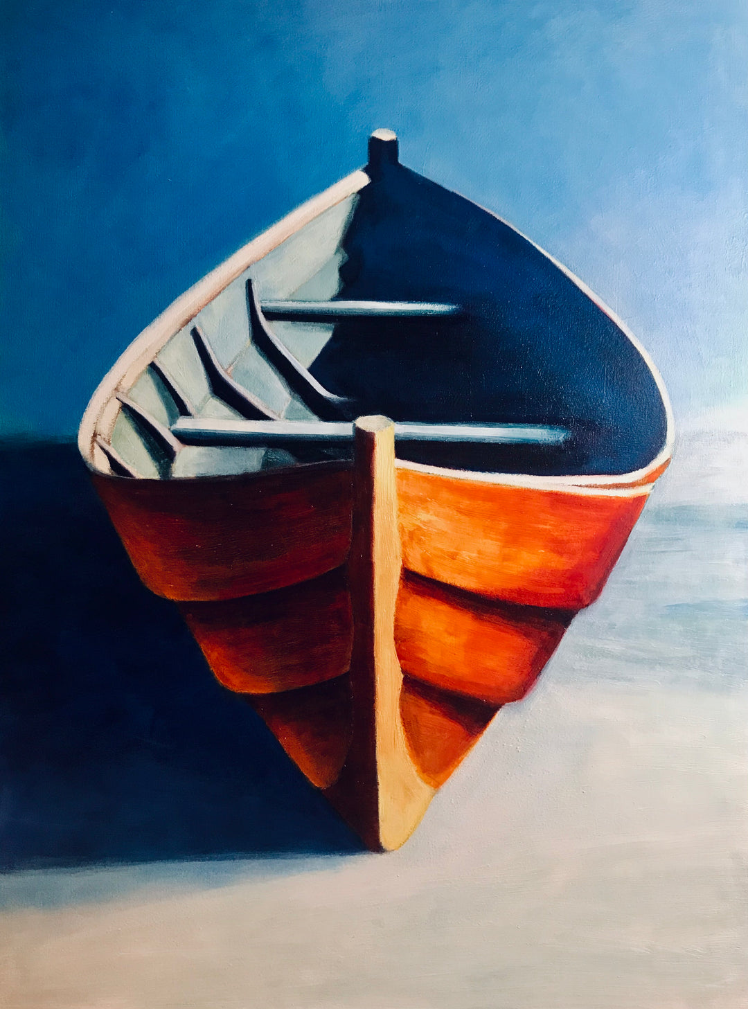 Dory on beach at dawn - Original Painting - 30 x 40 inches