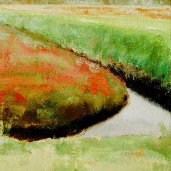 Cranberry Art - Red and Green Farm Painting - Landscape Art Print - Art of the Sea