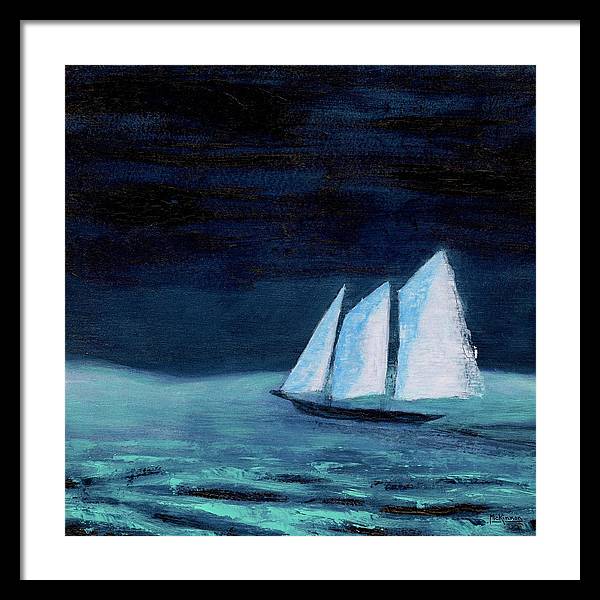 Marine Painter - Large Modern Schooner under Sail - Coastal Wall Art Framed Print - Art of the Sea 