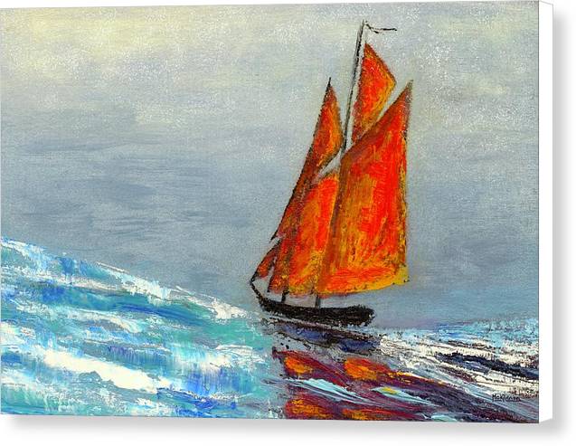Abstract Coastal Art - Contemporary Ocean Painting - Canvas Sailboat Print - Art of the Sea 