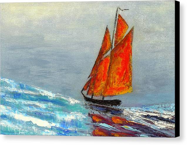 Abstract Coastal Art - Contemporary Ocean Painting - Canvas Sailboat Print - Art of the Sea 