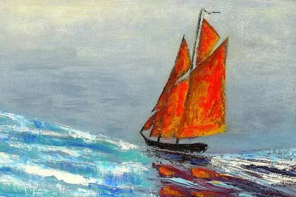 Sailboat Painting - Modern Minimalist Boat Art - Coastal Giclée Print - Art of the Sea 
