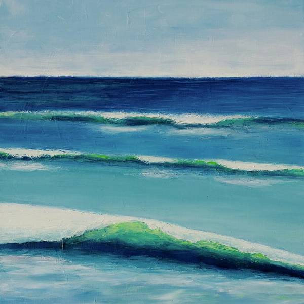 Ocean Wave Art - Three Waves Sea Painting - Beach Art Print - Art of the Sea 