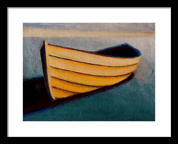 Beach House Paintings - Yellow Boat at Sunset Wall Art - Framed Nautical Print - Art of the Sea 