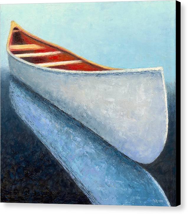 Modern Coastal Art - Minimalist Canoe Painting - Nautical Canvas Boat Print - Art of the Sea 