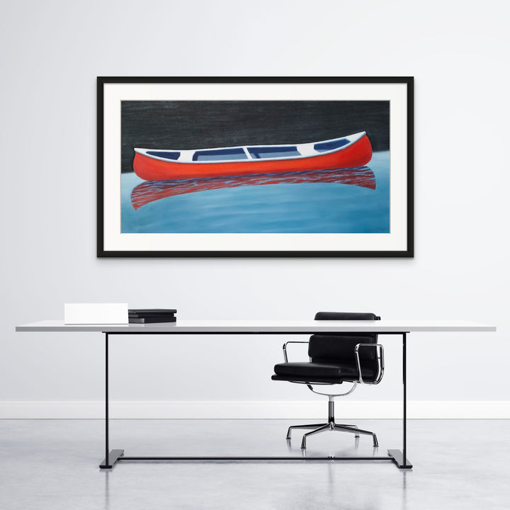 Canoe Paintings - Red Boat Wall Art - Lake House Giclee Print - Art of the Sea 