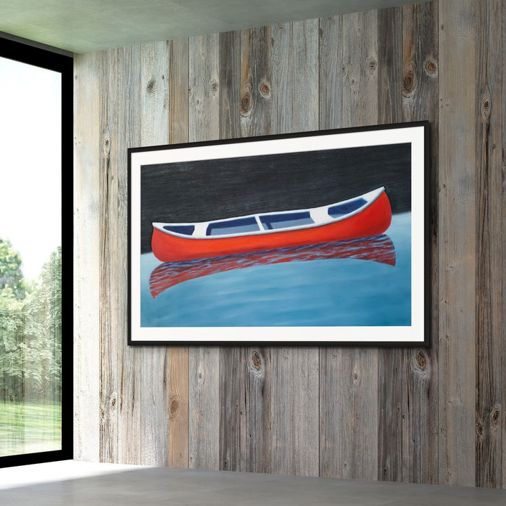 Canoe Paintings - Red Boat Wall Art - Lake House Giclee Print - Art of the Sea 