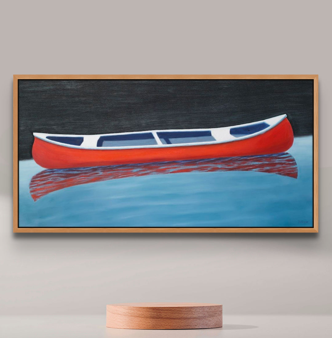 Canoe Paintings - Red Boat Wall Art - Lake House Giclee Print - Art of the Sea 