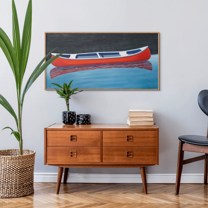 Canoe Wall Decor - Beach House Art - Canvas Boat Print - Art of the Sea 