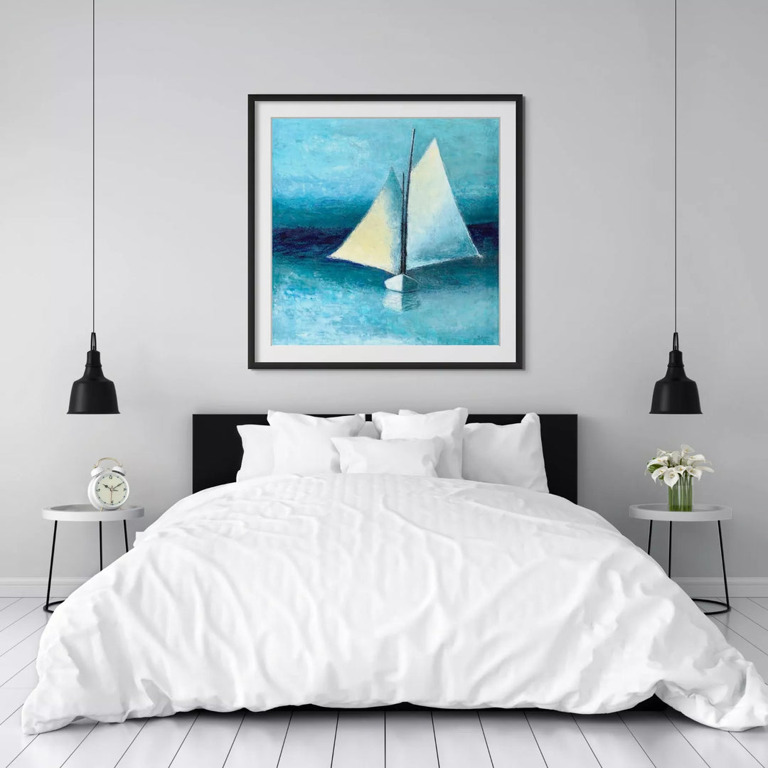 Sailboat Art, Minimalist Ocean Wall Decor, Nautical Giclée Print - Art of the Sea 