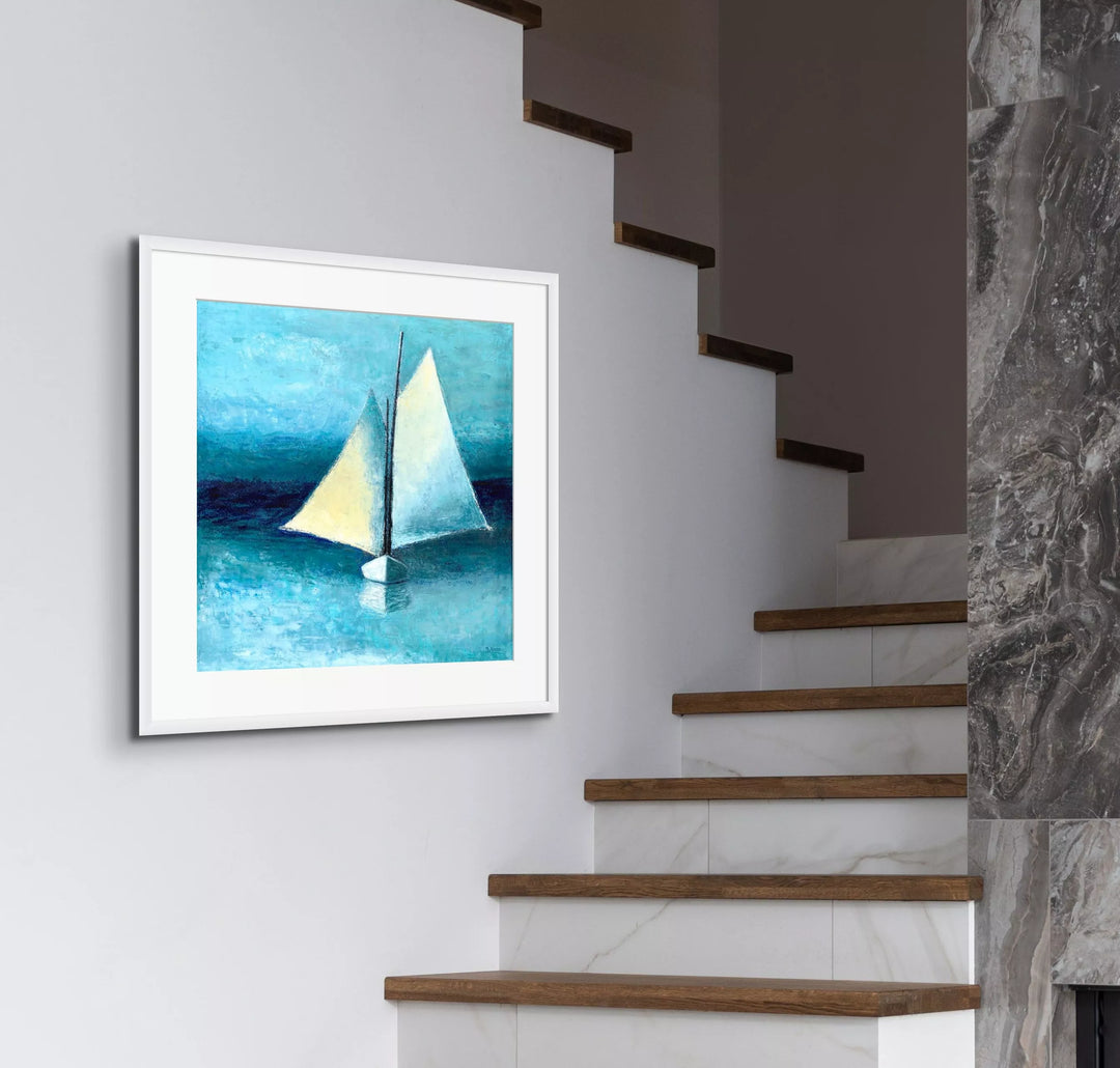 Sailboat Art, Minimalist Ocean Wall Decor, Nautical Giclée Print - Art of the Sea 