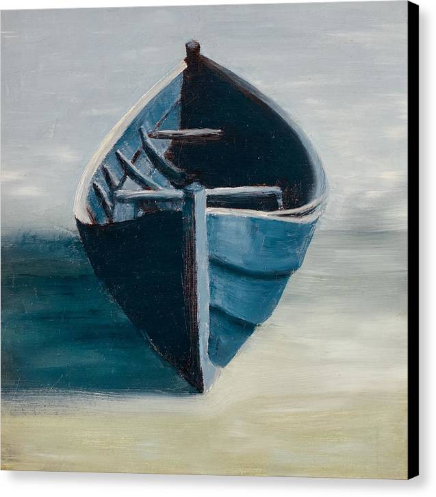 Beach Art - Blue Dory on Sandy Beach - Canvas Coastal Print - Art of the Sea 