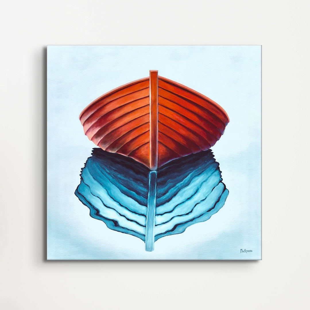 Large Coastal Wall Art - Abstract Colorful Rowboat Painting - Canvas Nautical Print - Art of the Sea 