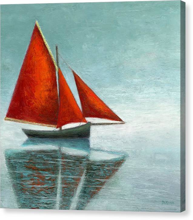 Galway Hooker - Semi Abstract Sailboat Art - Original Coastal Canvas Print - Art of the Sea 