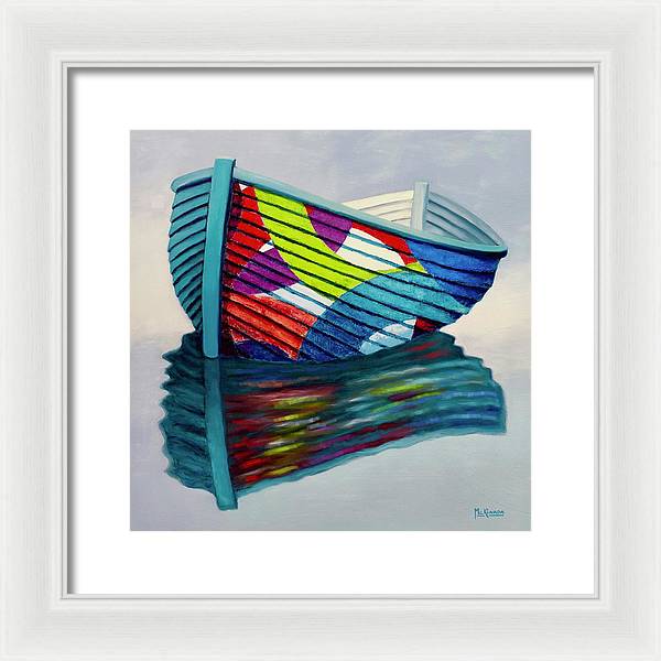 Coastal Farmhouse Decor - Modern Row Boat Painting - Coastal Framed Print - Art of the Sea 