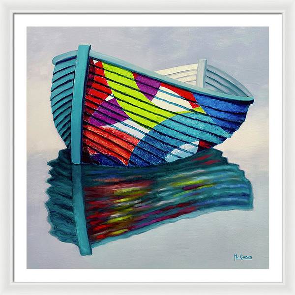 Coastal Farmhouse Decor - Modern Row Boat Painting - Coastal Framed Print - Art of the Sea 