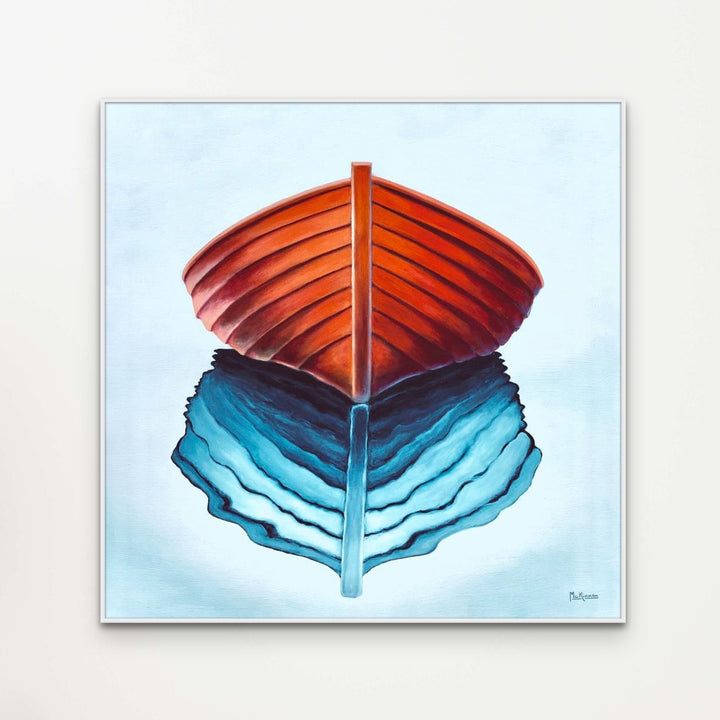 Orange Abstract Art - Modern Minimalist Boat Painting - Giclée Art Print - Art of the Sea 