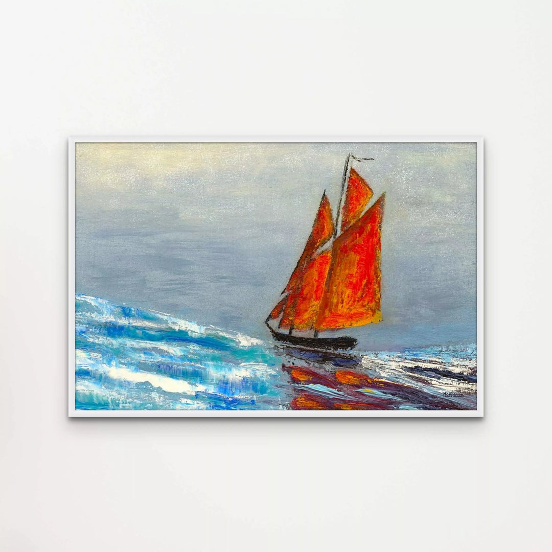 Sailboat Painting - Modern Minimalist Boat Art - Coastal Giclée Print - Art of the Sea 