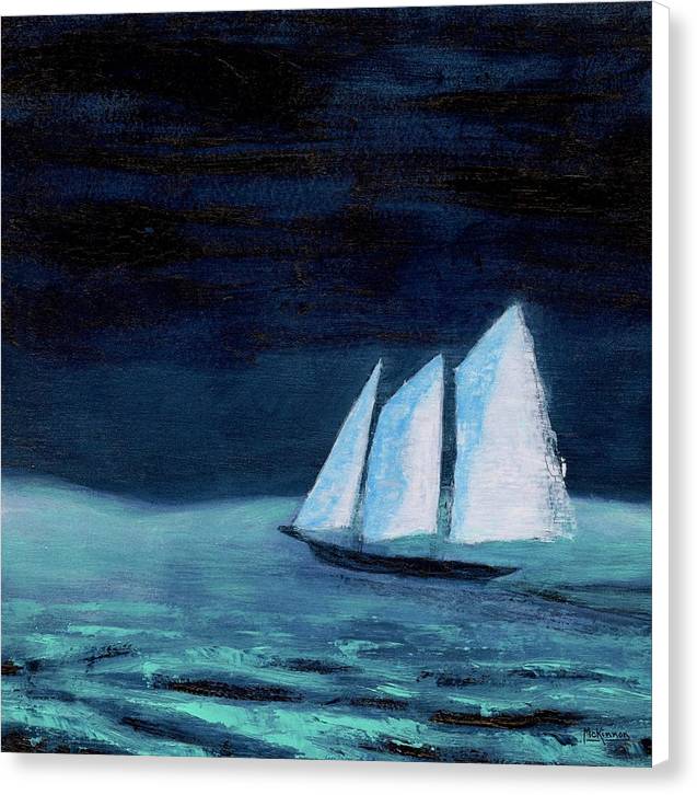 Coastal Canvas Wall Art - Sailboat on Turquoise Sea Painting - Seascape Art Prints for Beach House - Art of the Sea 