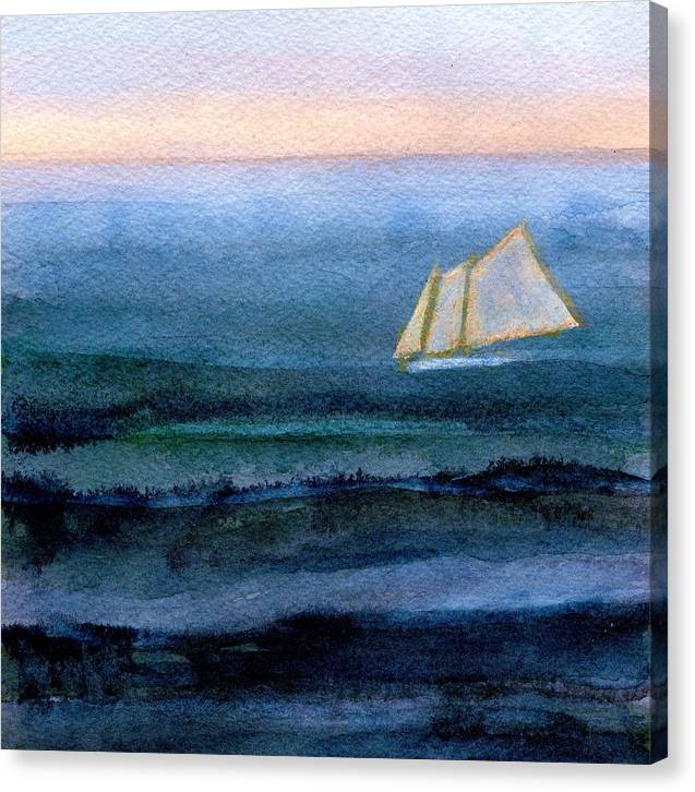 Sailboat Wall Art - Boat Sailing at Sunset Watercolor - Canvas Schooner Print - Art of the Sea 