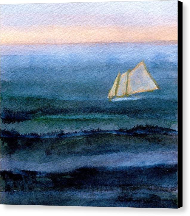 Sailboat Wall Art - Boat Sailing at Sunset Watercolor - Canvas Schooner Print - Art of the Sea 