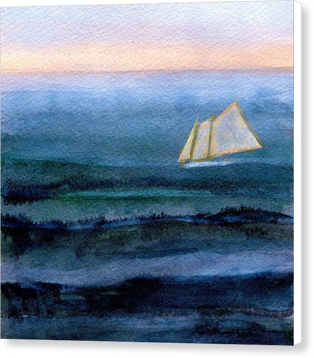 Sailboat Wall Art - Boat Sailing at Sunset Watercolor - Canvas Schooner Print - Art of the Sea 